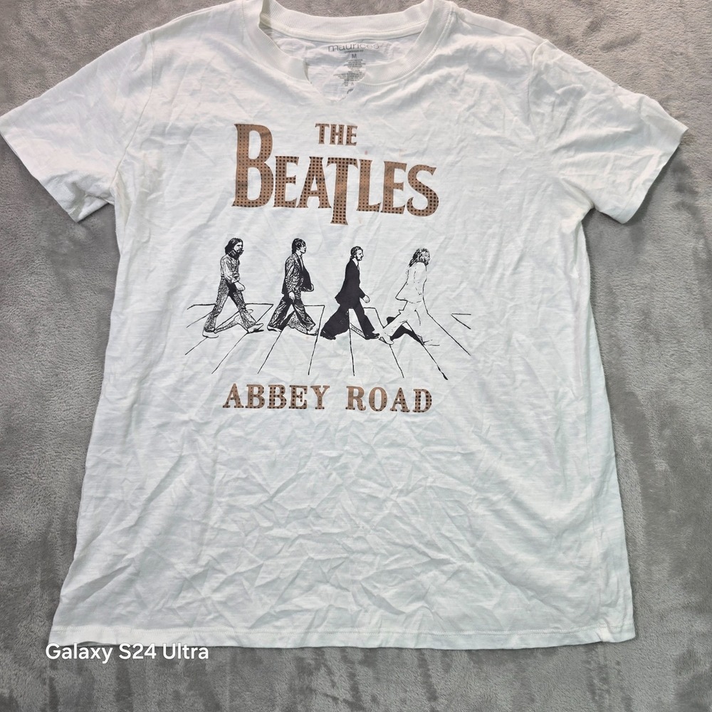 Maurices Beatles Abbey Road Graphic T-Shirt Womens M White Oversized Fit